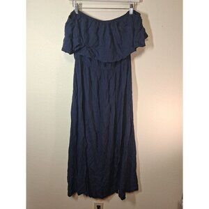 NWT Fun July Dress Boho Off Shoulder Summer Cottage Casual Women's Sz Large Blue